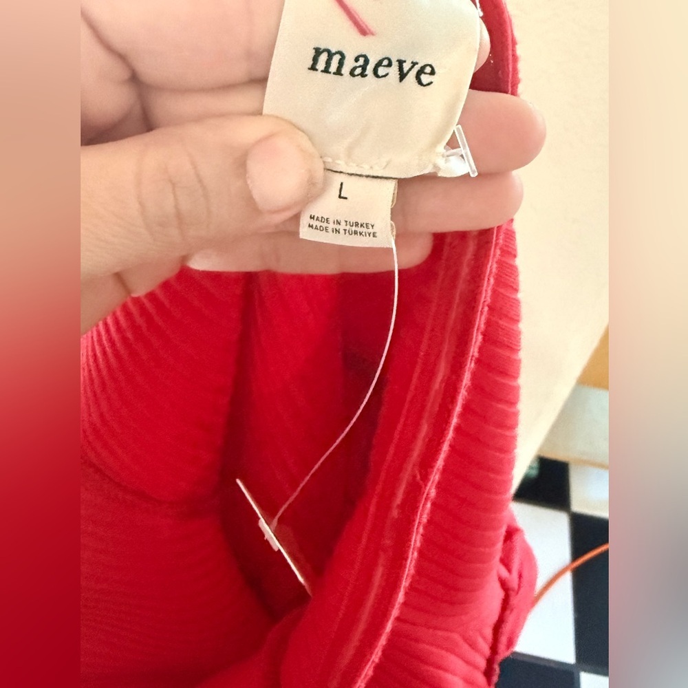 Maeve Vibrant Red Ribbed Dress - Picture 3 of 4